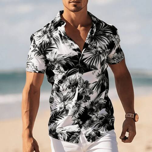 翻领印花短袖Flip collar printed buckle short sleeved T-shirt