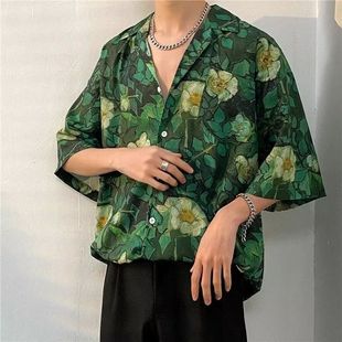 pocket breasted shirt men印花单排扣式 Printed 口袋衬衫 single