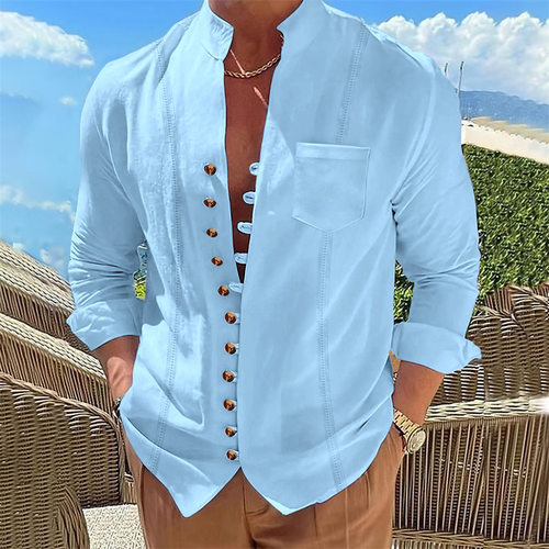 Long sleeved single breasted solid color top长袖排扣纯色上衣