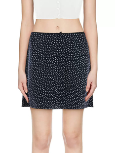 Floral wrap buttocks straight skirt女纯色碎花包臀直筒半身裙