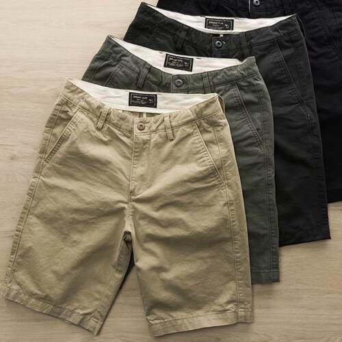 Solid color slim fitting workwear capris纯色修身工装五分裤男