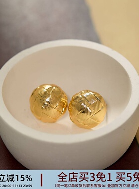《织金赋》法式复古金色编织圆形耳环气质轻奢金属耳饰阻力耳夹女