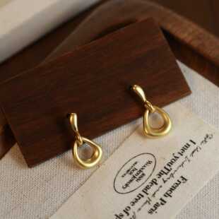 哑光金不规则几何耳环日韩简约气质镀金耳饰女高级感 松弛感