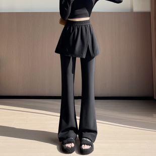 垂感假两件喇叭裤 子女2026春夏秋新高腰垂感修身 职业感 裤 黑色西装
