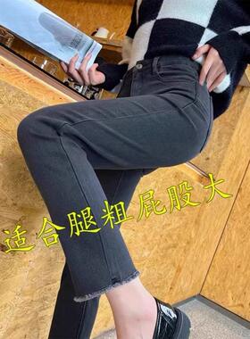 烟灰色直筒牛仔裤女2026春秋新款小个子女士今年流行爆款裤子