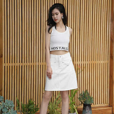 白色牛仔裙女夏季2025新款高腰a