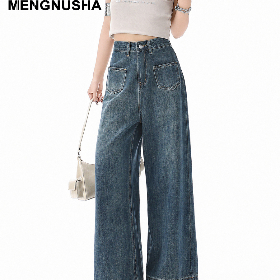 复古阔腿牛仔裤女2025春季新款