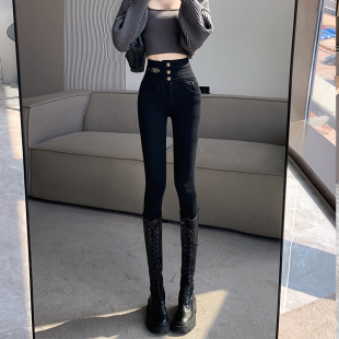 黑色超高腰小脚牛仔裤女2026春秋款弹力修身显瘦紧身女士铅笔裤子