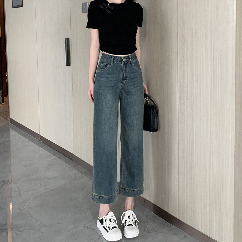 150CM小个子八分九分直筒牛仔裤