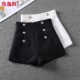 高腰外穿休闲a字阔腿靴裤 黑色双排扣西装 爆款 女2026春夏新款 短裤