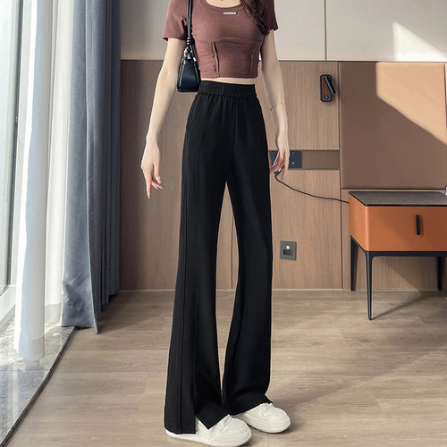 开叉微喇裤女2026夏季薄款垂感
