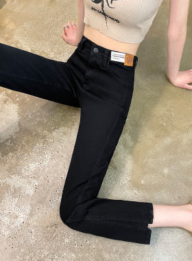 黑色烟管牛仔裤女显瘦春夏薄款