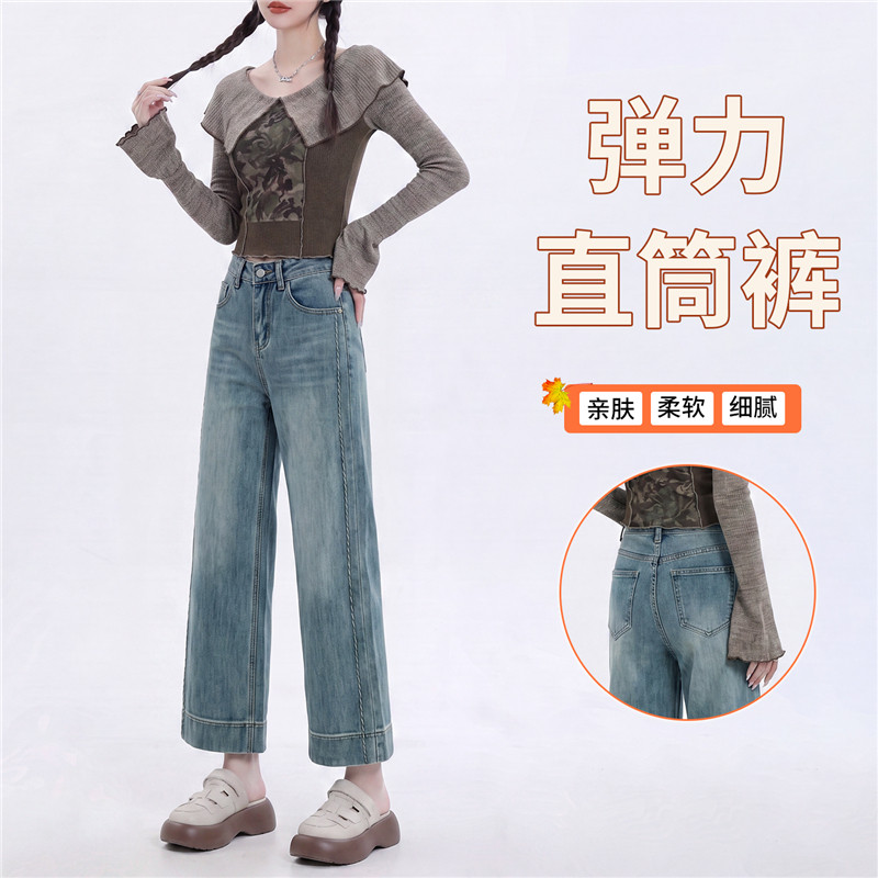 直筒牛仔裤女款2026年秋季新款图片