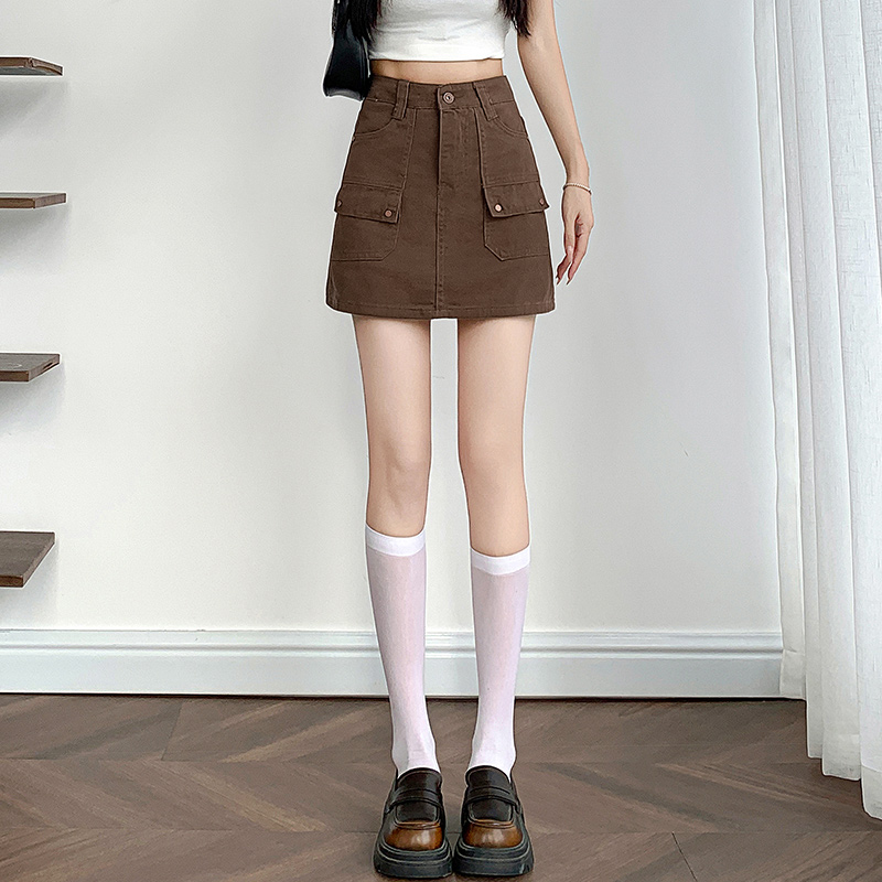 棕色牛仔短裤裙女夏季薄款