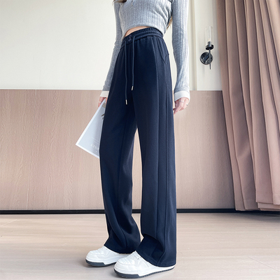 大码针织仿羊绒窄版阔腿裤女