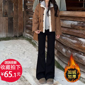 加绒黑色微喇牛仔裤 子 小个子高腰显瘦不贴腿喇叭裤 女冬季 2025新款