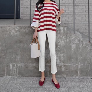 白色裤子女直筒九分高腰显瘦八分小个子烟管牛仔裤2026年春夏新款