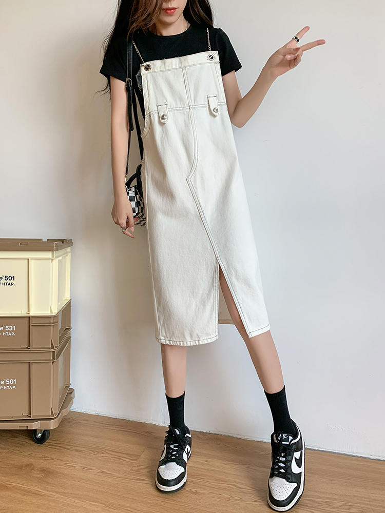 牛仔背带裙夏季女2023新款设计感小众遮肚子收腰小个子早秋连衣裙