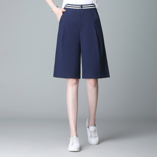 中裤 薄款 200斤胖mm大码 六分直筒阔腿女裤 宽松五分裤 西装 女夏短裤