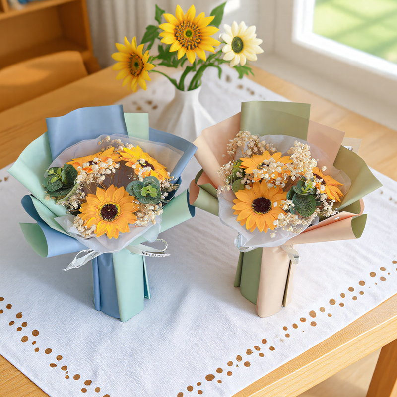 向日葵花束永生香皂花满天星