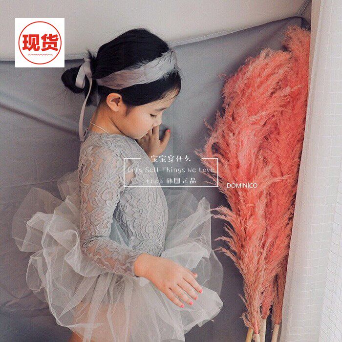 宝宝穿什么韩国进口进口女儿童长袖精致蕾丝芭蕾舞蹈裙演出服