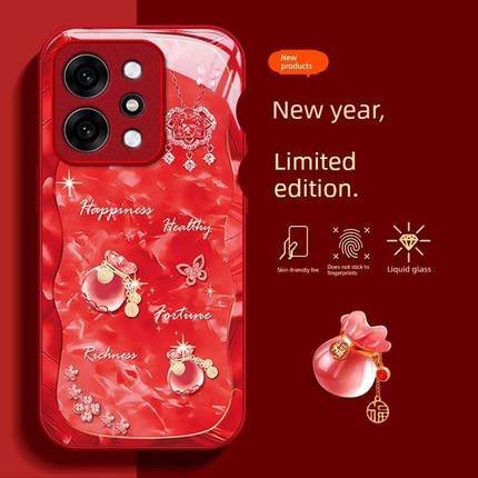 适用OPPOReno14手机壳Reno13好运福袋12Pro女新款11全包防摔10玻璃reno9带手炼8/7高级感女6网红爆款oppo外壳