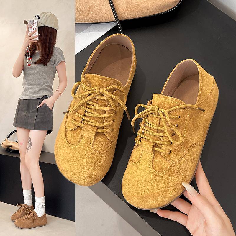 女鞋2025新款春秋覆古圆头德训鞋平底不累脚全包博肯休闲鞋ins潮