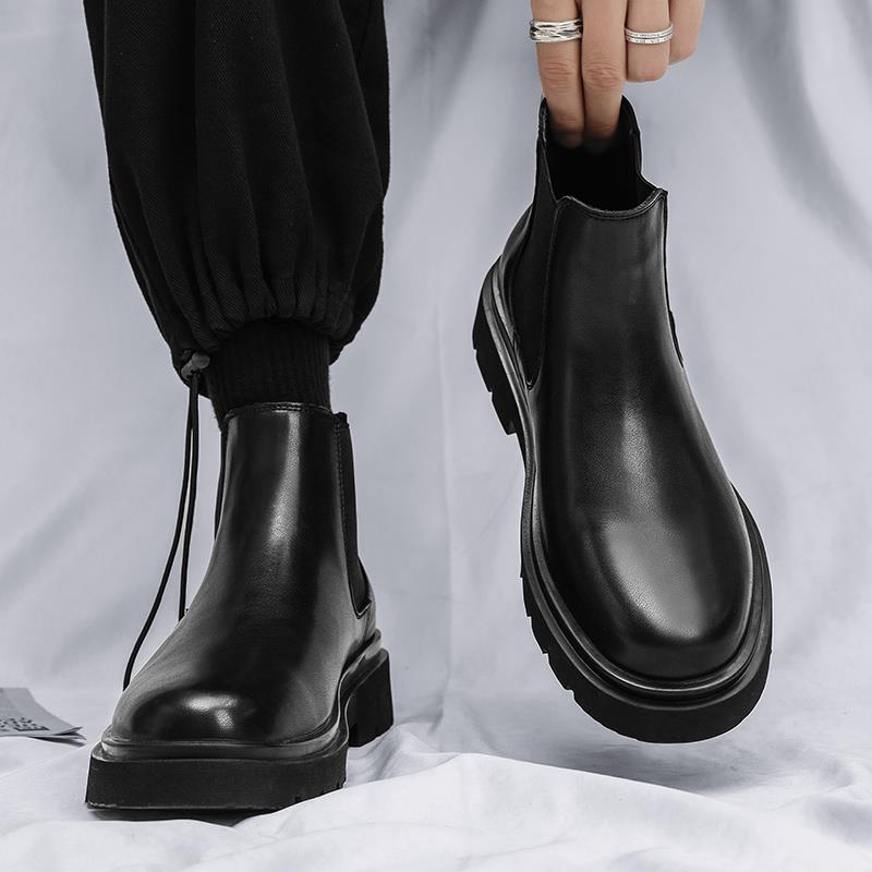 马丁靴男秋季2025新款高帮英伦风皮鞋潮流软皮防水切尔西休闲皮靴