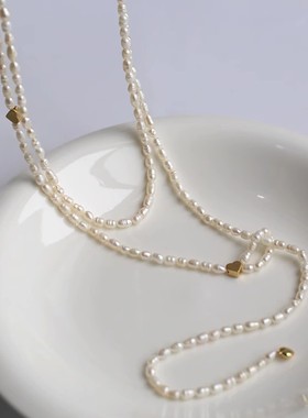 米粒珍珠长项链女ins小众设计感