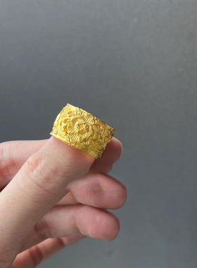 新中式国风錾刻凤戒指凤穿牡丹潮