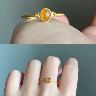 黄彩石戒指小众简约精致高级设计感时尚百搭设计轻奢显白气质戒指
