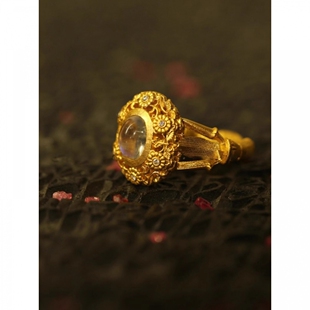 精美繁华戒指花边指圈金色男女款指环时尚轻奢风气质百搭饰品送礼