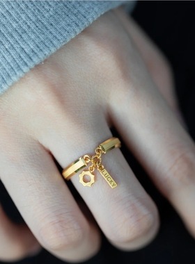 小红书同款lucky小太阳齿轮戒指