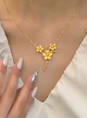 黄金色丁香花项链花朵套链女新款