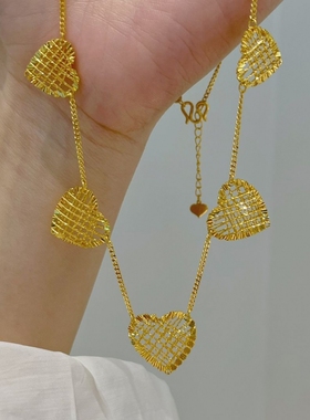 小众设计简约爱心吊镂空心形项链