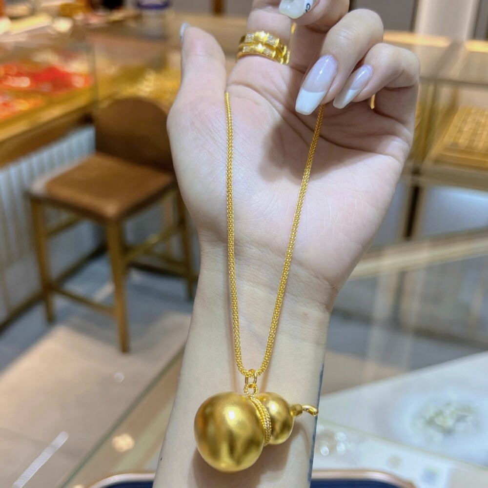 古法传承黄金色葫芦吊坠项链女款复古时尚福禄吊坠结婚喜庆送礼