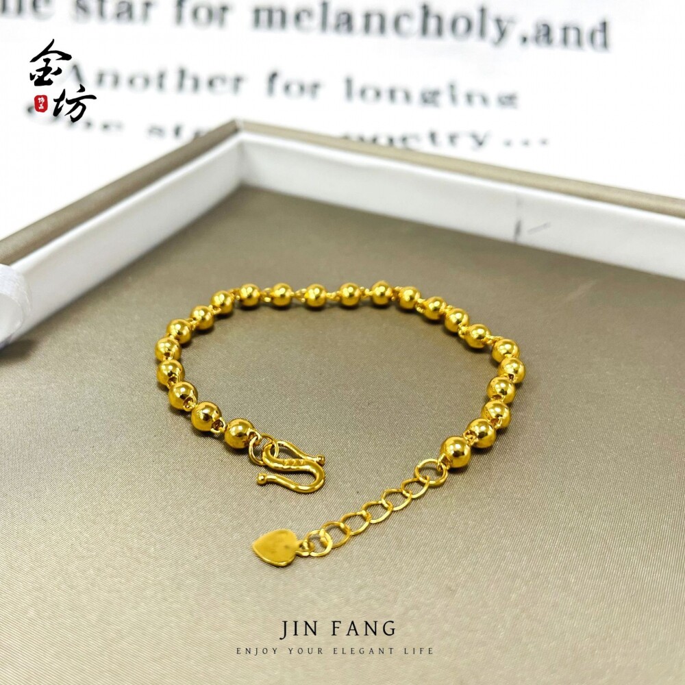 金店同款沙金999光面珠珠手链镀