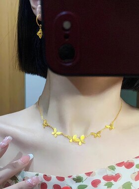 新款黄金色蝴蝶项链女士气质时尚