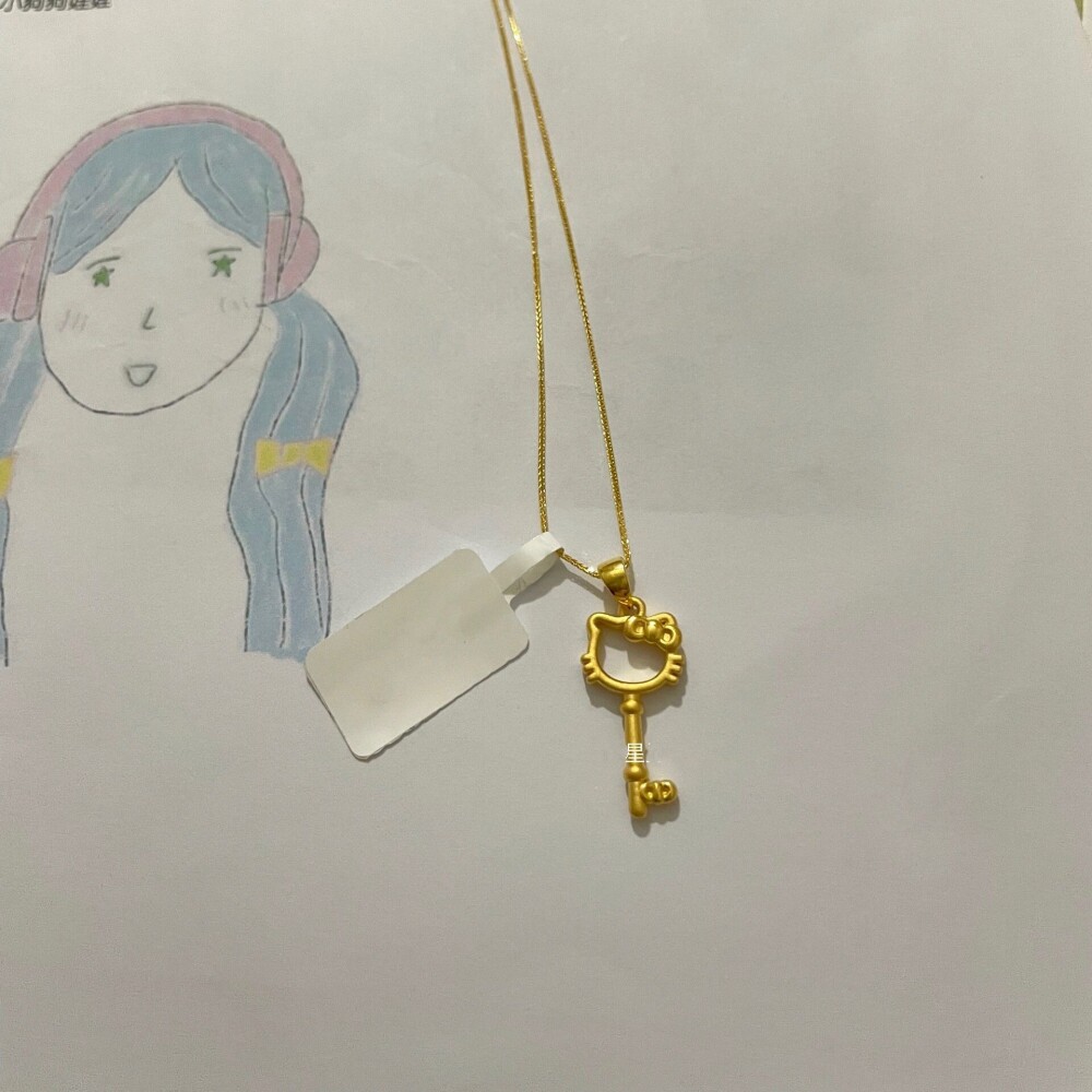 复古KT猫吊坠项链女猫咪钥匙挂坠