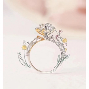 小红书同款在逃公主镶嵌莫桑钻莫桑石女戒指情侣礼物戒指仙气送礼