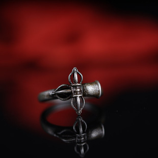 十字金刚铃戒指男古典特色少数民族风饰品高级感仿法器闭口指环