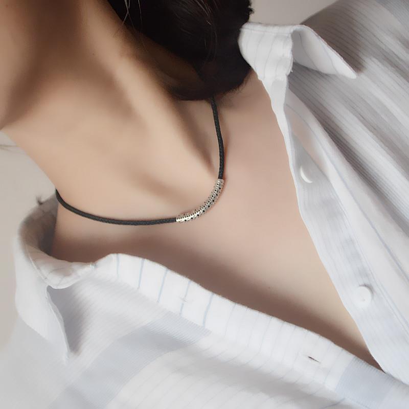 小红书银色弯管铜钱项链女夏小众
