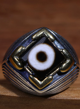 藏传天珠西藏天珠断珠改制镶嵌戒