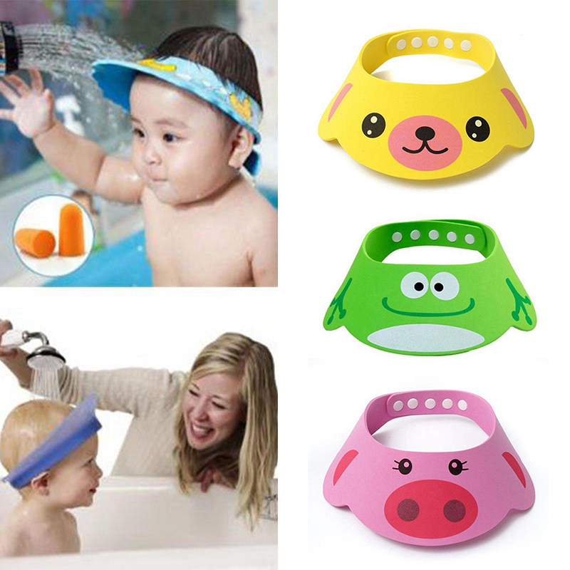 new kids bath visor hat,adjustable baby shower cap protect