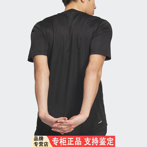 阿迪达斯D2M PLAIN男士短袖运动衣 KA8338简约设计 透气健身T恤