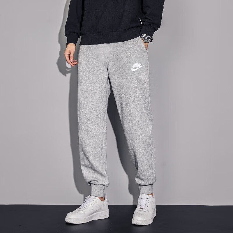 Nike/耐克运动裤纯棉灰色长裤针织男裤薄款束脚裤新款休闲卫裤