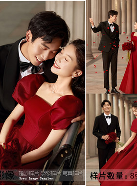 影楼婚纱照红色礼服婚纱照样版样照S692