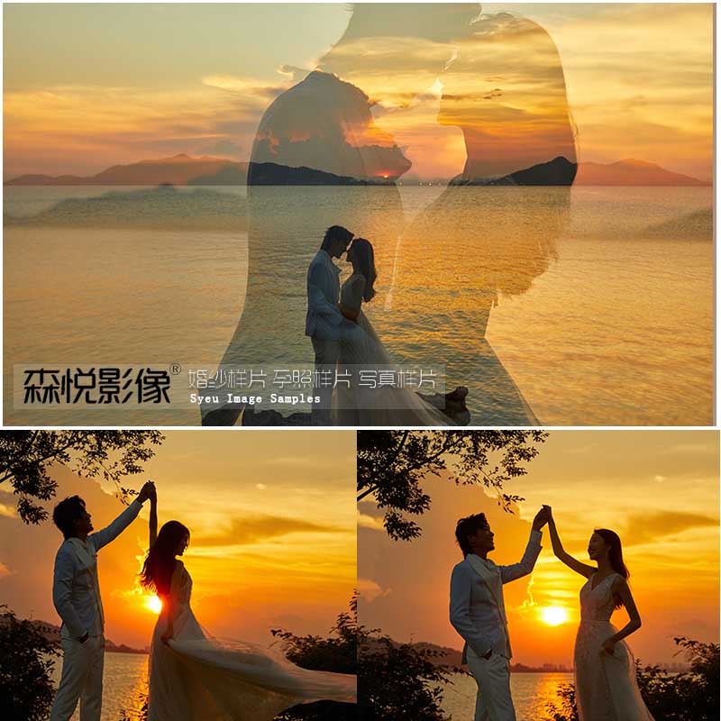 影楼夜景双重曝光婚纱照样片主题影楼展会婚纱照放大样片h1065