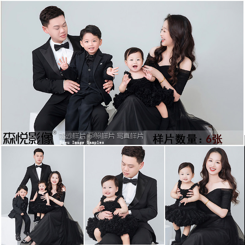影楼工作室内亲子全家福摄影样片样照客样S782