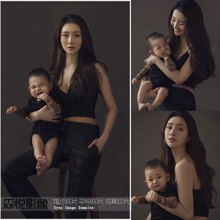 亲子样片室内纯色高端亲子艺术照放大样片样版YP105